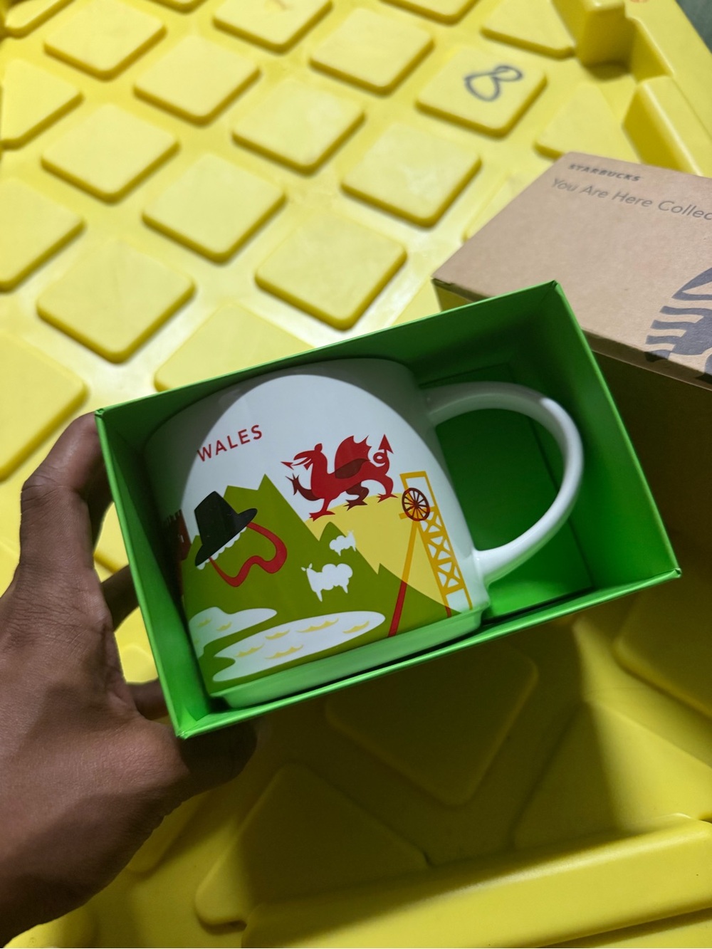 Starbucks Wales Graphic Mug - White, Green, Red, Yellow